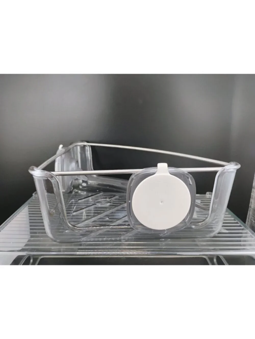 Corner Shower Caddy Suction Cup Design Clear Plastic & Metal Frame
